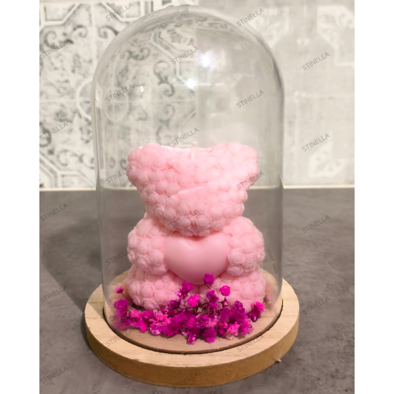 Cúpula Decorativa Oso Floral Artesanal | Regalo Especial – Stinella