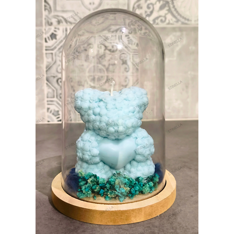 Cúpula Decorativa Oso Floral Artesanal | Regalo Especial – Stinella