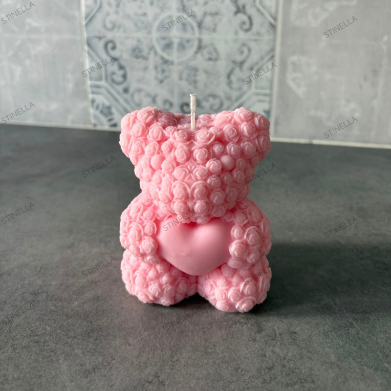 Vela Oso Floral con Corazón | Regalo Romántico – Stinella