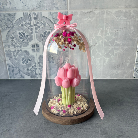 Cúpula Decorativa Ramo de Tulipanes Artesanal | Stinella