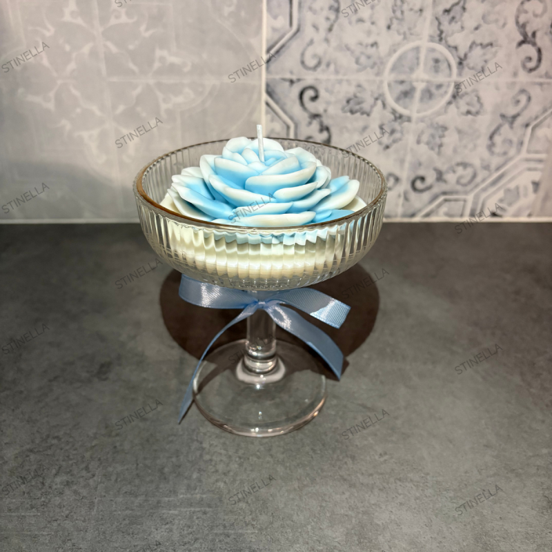 Copa de Cristal con Flor de Loto en Cera de Soja | Stinella