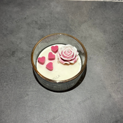 Bombonera de Cristal con Rosa | Vela Romántica Artesanal – Stinella