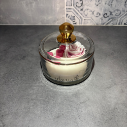 Bombonera de Cristal con Rosa | Vela Romántica Artesanal – Stinella