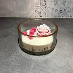 Bombonera de Cristal con Rosa | Vela Romántica Artesanal – Stinella