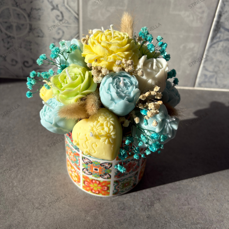 Centro Floral Decorativo en Maceta | Flores en Cera de Soja – Stinella