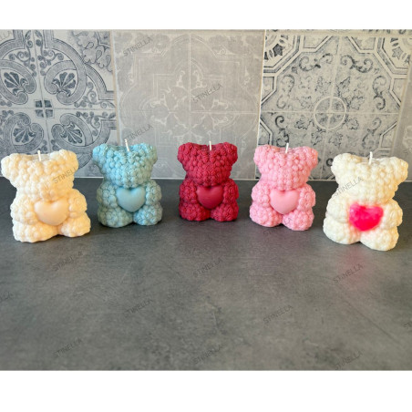 Vela Oso Floral con Corazón | Regalo Romántico – Stinella