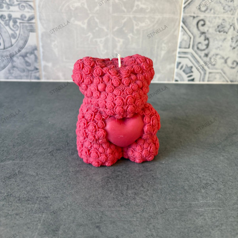 Vela Oso Floral con Corazón | Regalo Romántico – Stinella