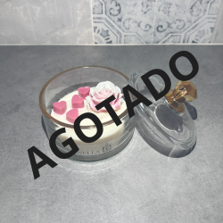 Bombonera de Cristal con Rosa | Vela Romántica Artesanal – Stinella