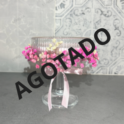 Copa de Cristal con Flores Secas | Vela Artesanal de Soja